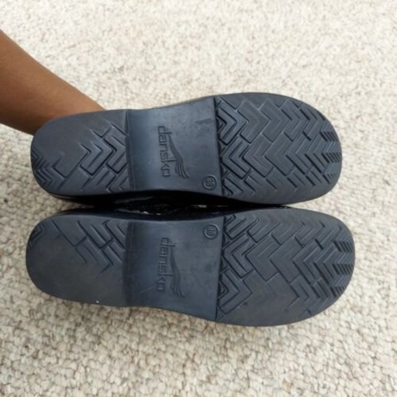 DANSKO professional Clogs 38 US 7 Patent Leather nurses shoes black green - Picture 11 of 12